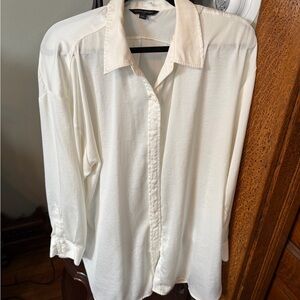 Banana Republic Satin White Button Down Blouse